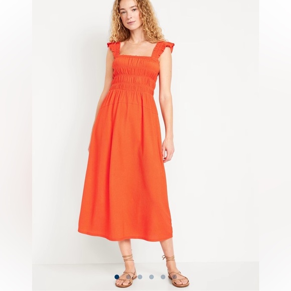 Old Navy Fit & Flare Lightweight Smocked Midi Dress L - Picture 1 of 8